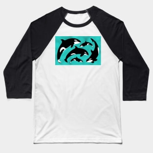 Orca pod - blue background Baseball T-Shirt